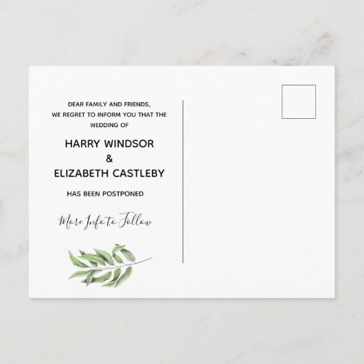 Botanische goudwijziging van plannen Bieden uitges Aankondigingskaart (Achterkant)