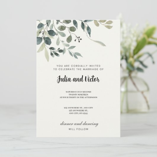 Botanische Grace bruiloft uitnodiging (Staand voorkant)