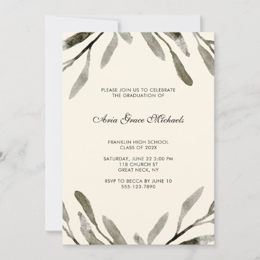 Botanische Graduation Party Uitnodiging (Voorkant)