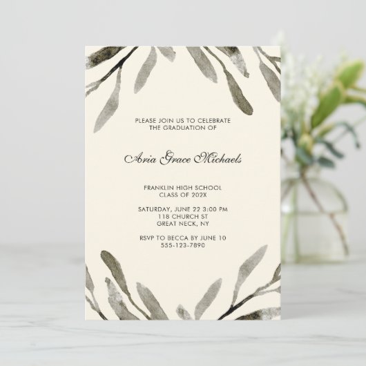 Botanische Graduation Party Uitnodiging (Staand voorkant)