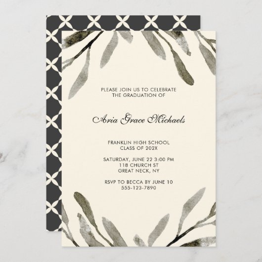 Botanische Graduation Party Uitnodiging (Voorkant / Achterkant)