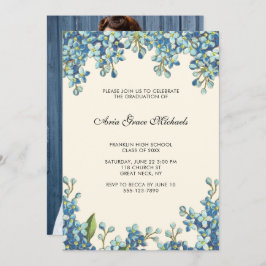 Botanische GraduPartij Fotouitnodiging Blauw Kaart