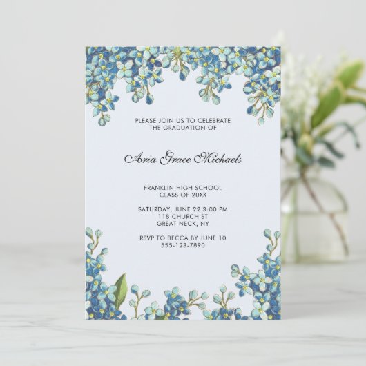 Botanische GraduPartij Fotouitnodiging Blauw Kaart (Staand voorkant)