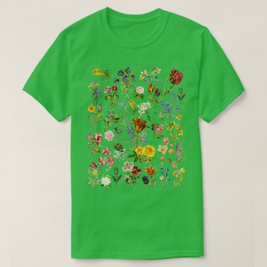 Botanische grafiek  bloem t-shirt (Design voorkant)