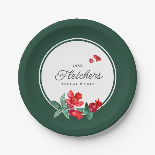 Botanische granaatappel bloempapier Bord (Voorkant)