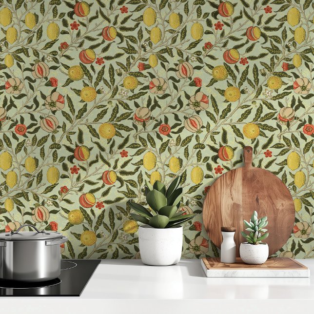  Botanische Granaatappel Citrus Blauwgroen Blauw Behang (Creator heeft geüpload)