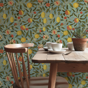  Botanische Granaatappel Citrus diep Blauwgroen Behang