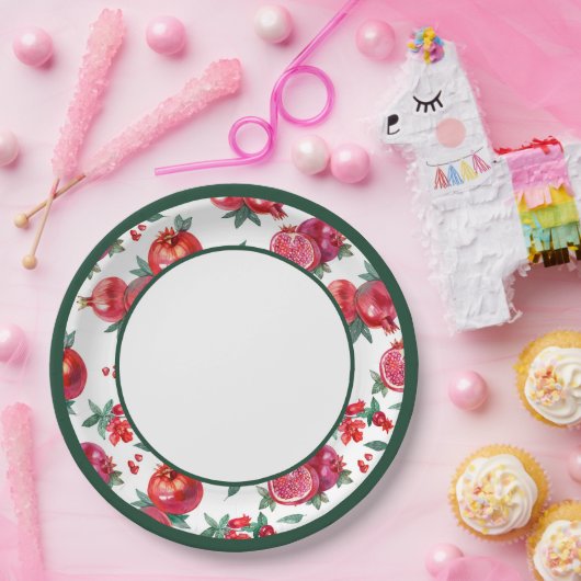 Botanische granaatappel papier Bord (Feest)