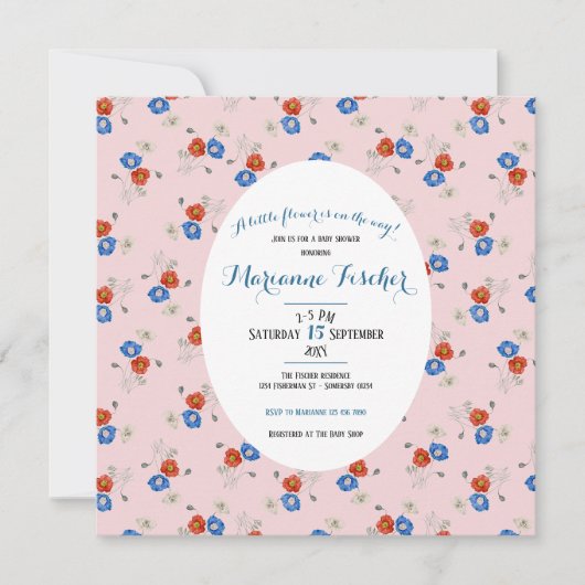 Botanische grandmillennial babyshower uitnodiging (Voorkant)