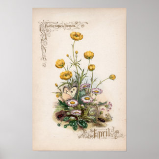 Botanische gravures, april poster