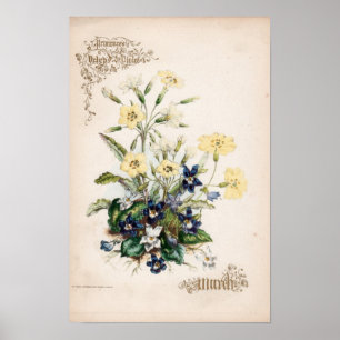 Botanische gravures, maart poster