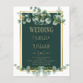 Botanische Green Gold Wedding Invitation Emerald Flyer (Voorkant)