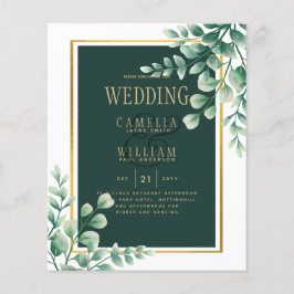 Botanische Green Gold Wedding Invitation Emerald Flyer