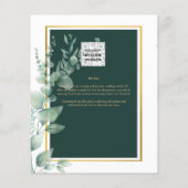 Botanische Green Gold Wedding Invitation Emerald Flyer (Achterkant)