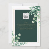 Botanische Green Gold Wedding Invitation Emerald Kaart (Achterkant)