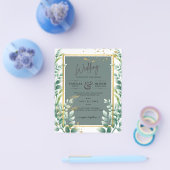 Botanische Green Gold Wedding Invitation Sage Flyer (Enkel)