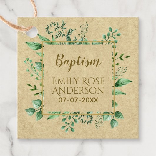 Botanische Greenery Baptism Boy Girl Bedankt Bedankjes Labels (Voorkant)