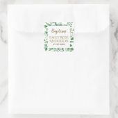 Botanische Greenery Baptism Boy Girl Bedankt Vierkante Sticker (Tas)