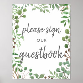 Botanische Greenery | Bodembord voor Guestbook Poster
