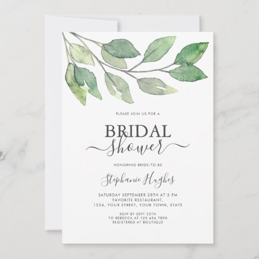 Botanische Greenery Bridal Shower Kaart (Voorkant)