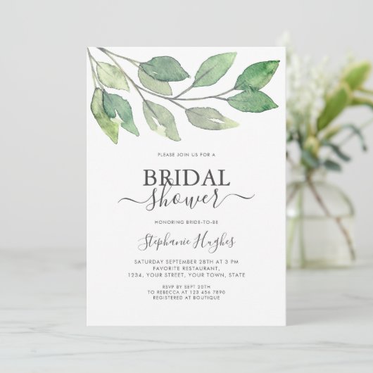 Botanische Greenery Bridal Shower Kaart (Staand voorkant)