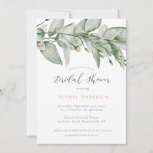 Botanische Greenery Bridal Shower Kaart (Voorkant)