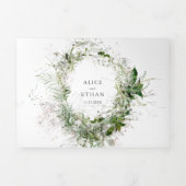 Botanische Greenery Elegant Wedding Tri-Fold Invit Drieluik Uitnodiging (Cover)
