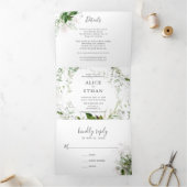 Botanische Greenery Elegant Wedding Tri-Fold Invit Drieluik Uitnodiging (Binnen)