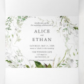 Botanische Greenery Elegant Wedding Tri-Fold Invit Drieluik Uitnodiging (Binnenkant midden)