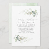 Botanische Greenery Evening Reception Wedding Kaart (Voorkant / Achterkant)