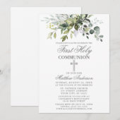 Botanische Greenery First Communy Silver Kaart (Voorkant / Achterkant)