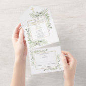 Botanische Greenery First Heilige Communie All In One Uitnodiging (Afscheurbaar)