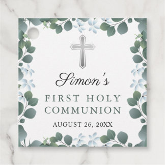 Botanische Greenery First Heilige Communie Dank u Bedankjes Labels