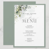 Botanische Greenery Floral Waterverf Wedding Menu (Voorkant / Achterkant)