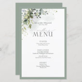 Botanische Greenery Floral Waterverf Wedding Menu (Voorkant / Achterkant)