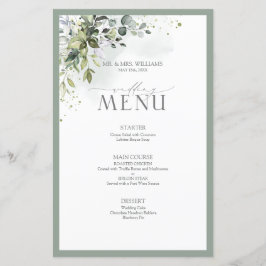Botanische Greenery Floral Waterverf Wedding Menu