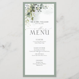 Botanische Greenery Floral Waterverf Wedding Menu