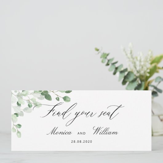 Botanische Greenery Floral Wedding Place Card Kaart (Staand voorkant)
