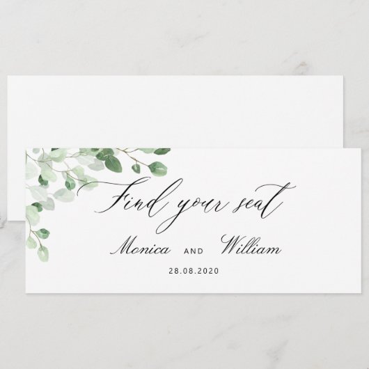 Botanische Greenery Floral Wedding Place Card Kaart (Voorkant / Achterkant)