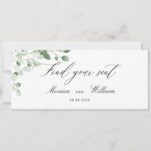 Botanische Greenery Floral Wedding Place Card Kaart (Voorkant)