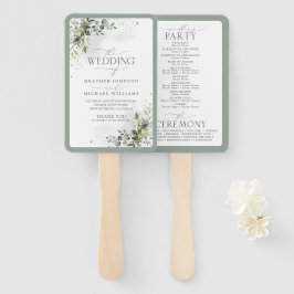 Botanische Greenery Floral Wedding Programme Handwaaier
