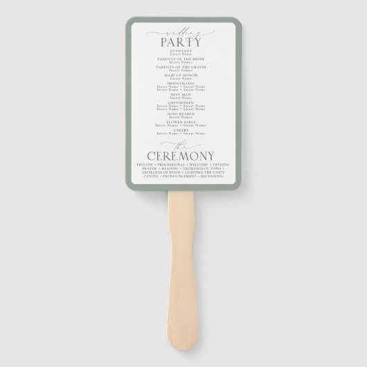 Botanische Greenery Floral Wedding Programme Handwaaier (Achterkant)