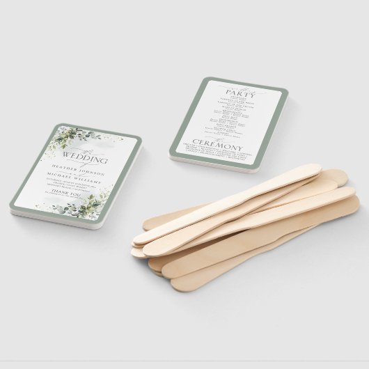 Botanische Greenery Floral Wedding Programme Handwaaier (Niet-gemonteerd)