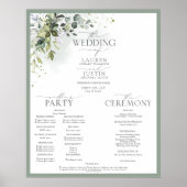 Botanische Greenery Floral Wedding Programme Poster (Voorkant)