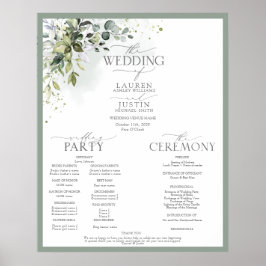 Botanische Greenery Floral Wedding Programme Poster