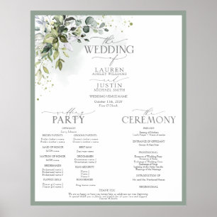 Botanische Greenery Floral Wedding Programme Poster