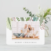 Botanische Greenery Foliage Moderne Kerstmis Feestdagenkaart (Staand voorkant)