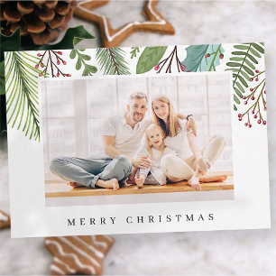 Botanische Greenery Foliage Moderne Kerstmis Feestdagenkaart
