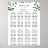 Botanische Greenery Foliage Wedding Seding Chart Poster (Voorkant)