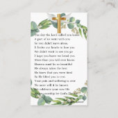 Botanische Greenery Foto Funeral Prayer Kaart Visitekaartje (Achterkant)